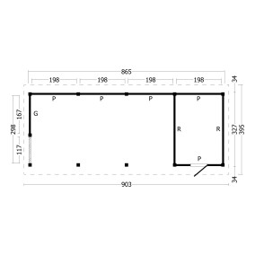  Tuindeco | Overkapping Hamar L | Type 10 | Zwarte Wanden 211193-10